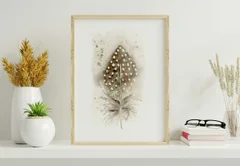 Image of a feather watercolor painting by Shayna Larsen, originals & prints available