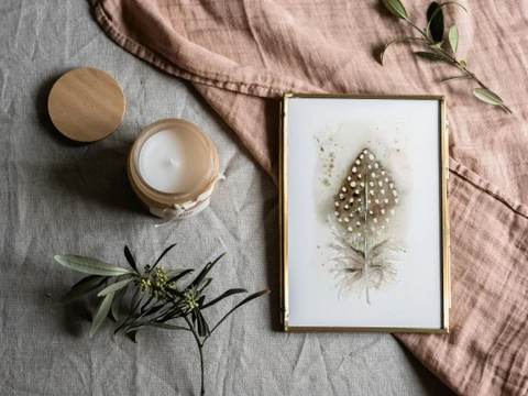 Image of a feather watercolor painting by Shayna Larsen, originals & prints available
