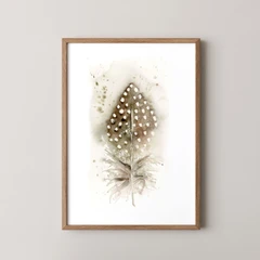 Image of a feather watercolor painting by Shayna Larsen, originals & prints available