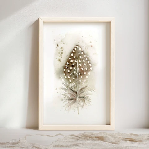 Image of a feather watercolor painting by Shayna Larsen, originals & prints available