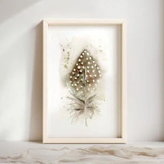 Image of a feather watercolor painting by Shayna Larsen, originals & prints available