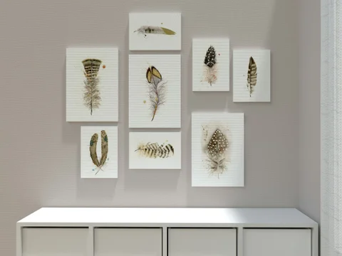 Image of a feather watercolor painting by Shayna Larsen, originals & prints available