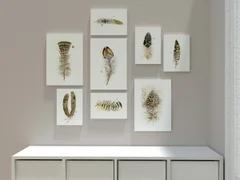 Image of a feather watercolor painting by Shayna Larsen, originals & prints available