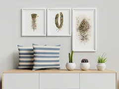Image of a feather watercolor painting by Shayna Larsen, originals & prints available