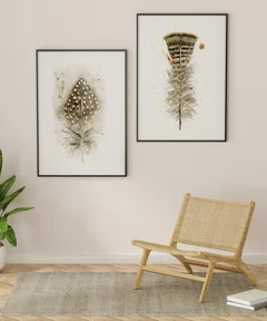 Image of a feather watercolor painting by Shayna Larsen, originals & prints available