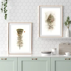 Image of a feather watercolor painting by Shayna Larsen, originals & prints available