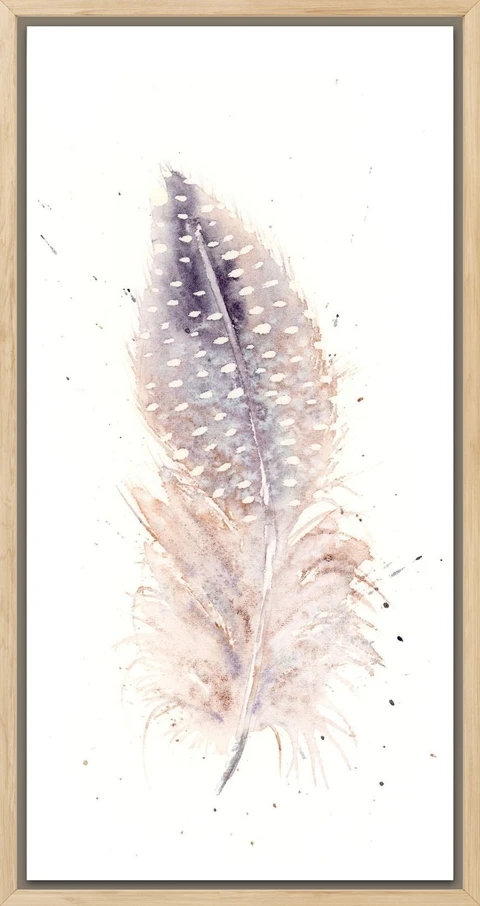 Image of a feather watercolor painting by Shayna Larsen, originals & prints available