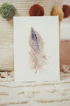 Image of a feather watercolor painting by Shayna Larsen, originals & prints available