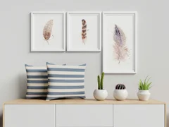 Image of a feather watercolor painting by Shayna Larsen, originals & prints available