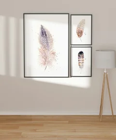 Image of a feather watercolor painting by Shayna Larsen, originals & prints available