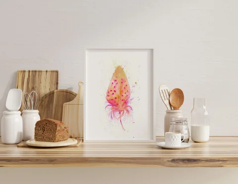 Image of a feather watercolor painting by Shayna Larsen, originals & prints available