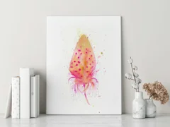 Image of a feather watercolor painting by Shayna Larsen, originals & prints available