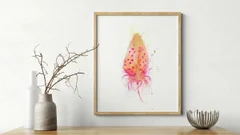 Image of a feather watercolor painting by Shayna Larsen, originals & prints available