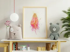 Image of a feather watercolor painting by Shayna Larsen, originals & prints available