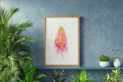 Image of a feather watercolor painting by Shayna Larsen, originals & prints available