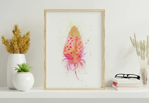Image of a feather watercolor painting by Shayna Larsen, originals & prints available