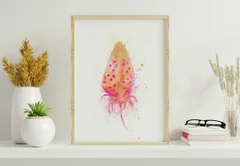 Image of a feather watercolor painting by Shayna Larsen, originals & prints available