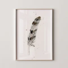 Image of a feather watercolor painting by Shayna Larsen, originals & prints available
