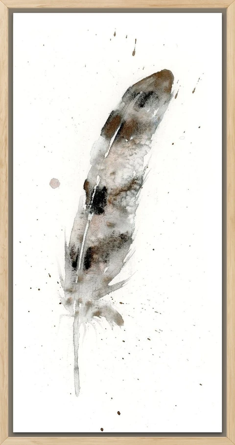 Image of a feather watercolor painting by Shayna Larsen, originals & prints available