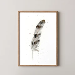 Image of a feather watercolor painting by Shayna Larsen, originals & prints available
