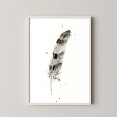 Image of a feather watercolor painting by Shayna Larsen, originals & prints available