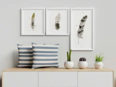 Image of a feather watercolor painting by Shayna Larsen, originals & prints available