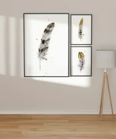 Image of a feather watercolor painting by Shayna Larsen, originals & prints available