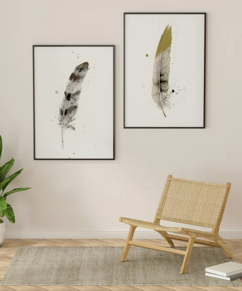 Image of a feather watercolor painting by Shayna Larsen, originals & prints available