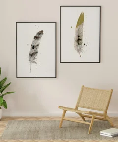 Image of a feather watercolor painting by Shayna Larsen, originals & prints available