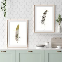 Image of a feather watercolor painting by Shayna Larsen, originals & prints available