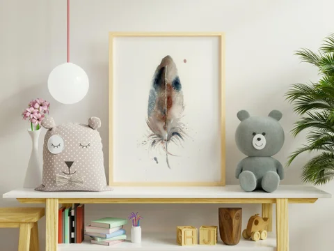 Image of a feather watercolor painting by Shayna Larsen, originals & prints available