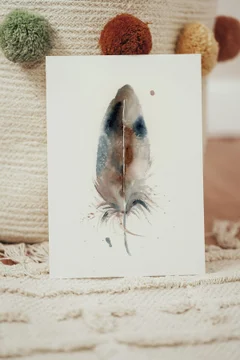 Image of a feather watercolor painting by Shayna Larsen, originals & prints available