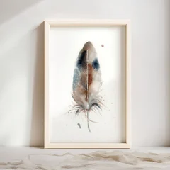 Image of a feather watercolor painting by Shayna Larsen, originals & prints available