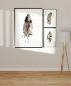 Image of a feather watercolor painting by Shayna Larsen, originals & prints available