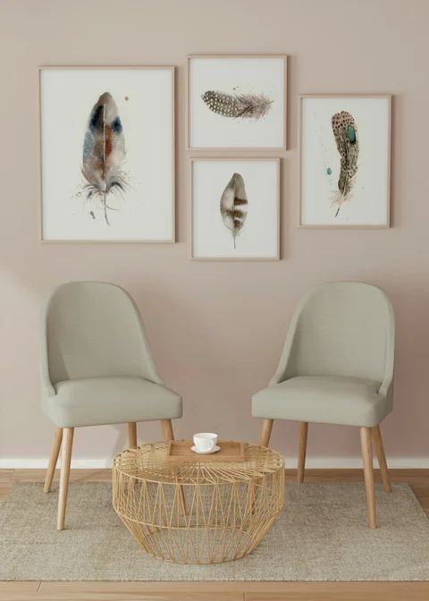 Image of a feather watercolor painting by Shayna Larsen, originals & prints available