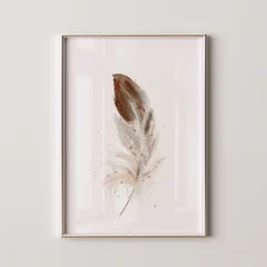 Image of a feather watercolor painting by Shayna Larsen, originals & prints available