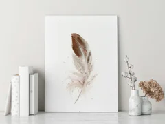 Image of a feather watercolor painting by Shayna Larsen, originals & prints available
