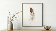 Image of a feather watercolor painting by Shayna Larsen, originals & prints available