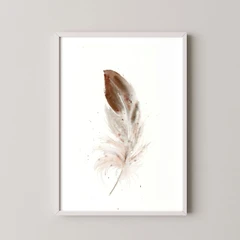 Image of a feather watercolor painting by Shayna Larsen, originals & prints available