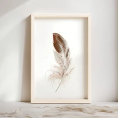 Image of a feather watercolor painting by Shayna Larsen, originals & prints available
