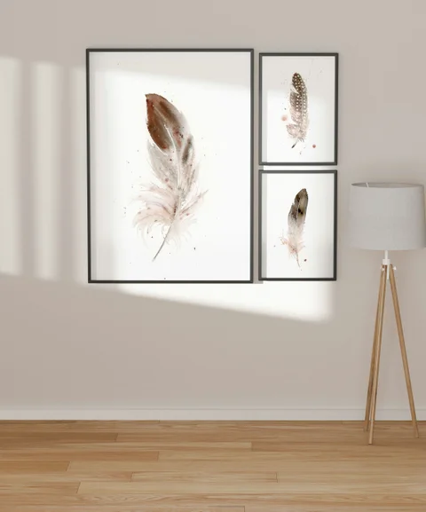 Image of a feather watercolor painting by Shayna Larsen, originals & prints available
