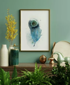 Image of a feather watercolor painting by Shayna Larsen, originals & prints available