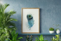 Image of a feather watercolor painting by Shayna Larsen, originals & prints available