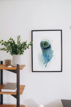 Image of a feather watercolor painting by Shayna Larsen, originals & prints available