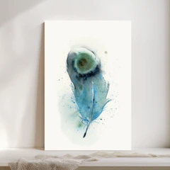 Image of a feather watercolor painting by Shayna Larsen, originals & prints available