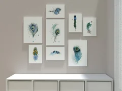 Image of a feather watercolor painting by Shayna Larsen, originals & prints available