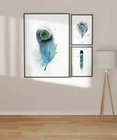 Image of a feather watercolor painting by Shayna Larsen, originals & prints available