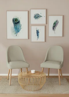 Image of a feather watercolor painting by Shayna Larsen, originals & prints available