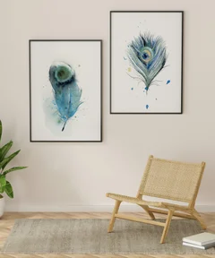 Image of a feather watercolor painting by Shayna Larsen, originals & prints available