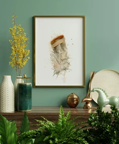 Image of a feather watercolor painting by Shayna Larsen, originals & prints available